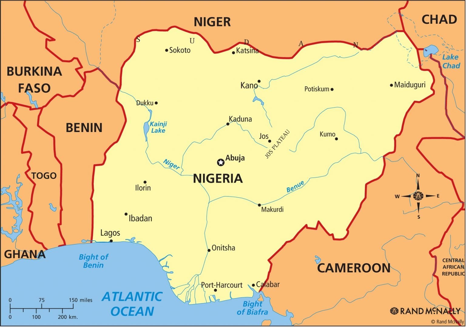 Nigeria Borders Map 1536x1077 